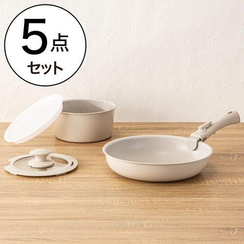 ニトリ(NITORI) 超軽量汚れがつきにくい鍋・フライパン5点セット 8940856