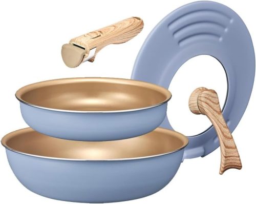 ドウシシャ(DOSHISHA) evercook fit IH対応 着脱式 フライパン 4点セット スモーキーブルー 4550557715156