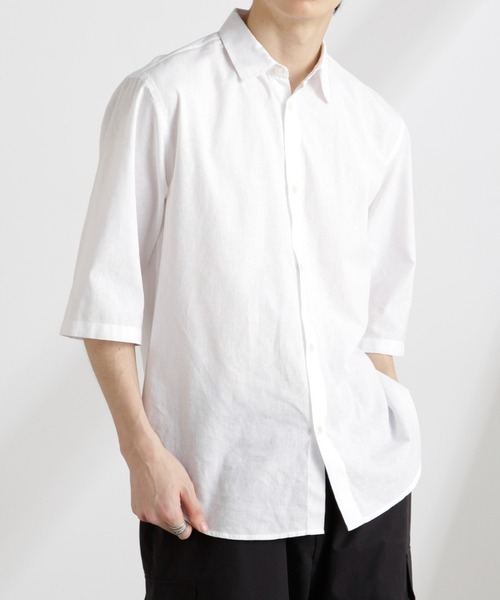 ナノ・ユニバース(NANO universe) クールマックスリネンレギュラーカラー7分袖