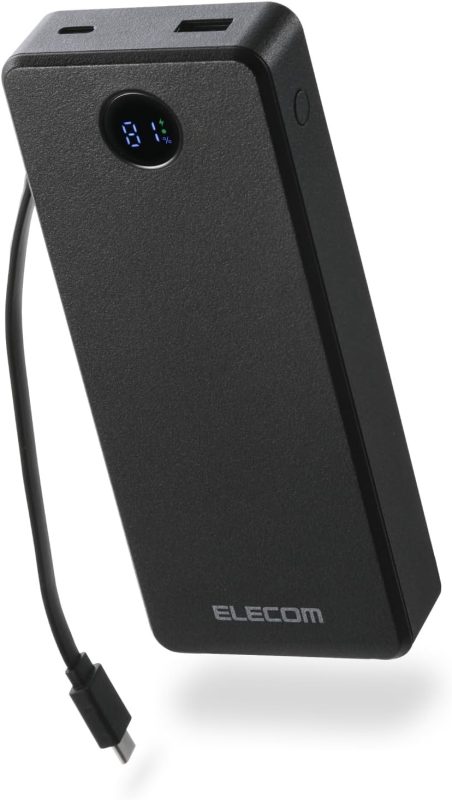 エレコム(ELECOM) 残量が見えるケーブル一体型モバイルバッテリー DE-C77-20000