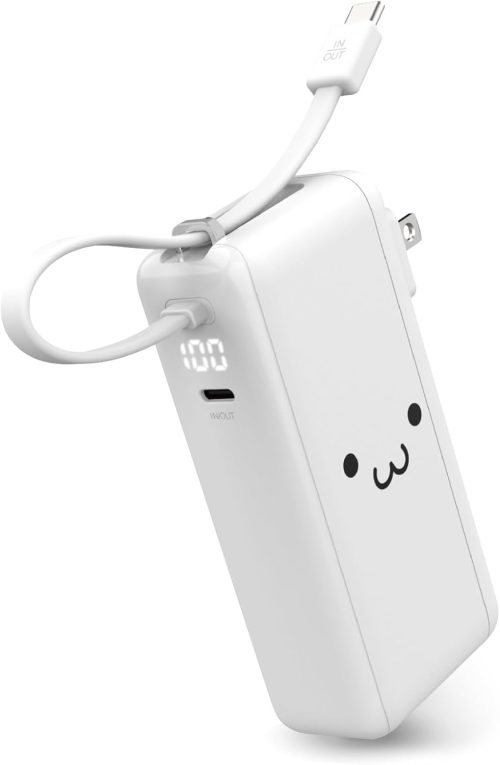 エレコム(ELECOM) AC充電器 USB Type-Cケーブル一体モバイルバッテリー 10000mAh EC-C51L