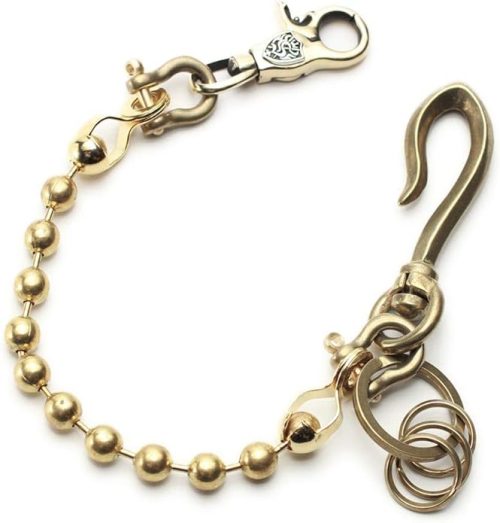 エスファクトリー(S'FACTORY) キーリング ショート ウォレット チェーン ボール大 ゴールド ブラス