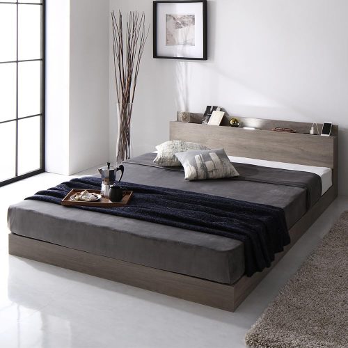 ラシク(RASIK) LED照明＆棚付きローベッド Famite ファミーテ