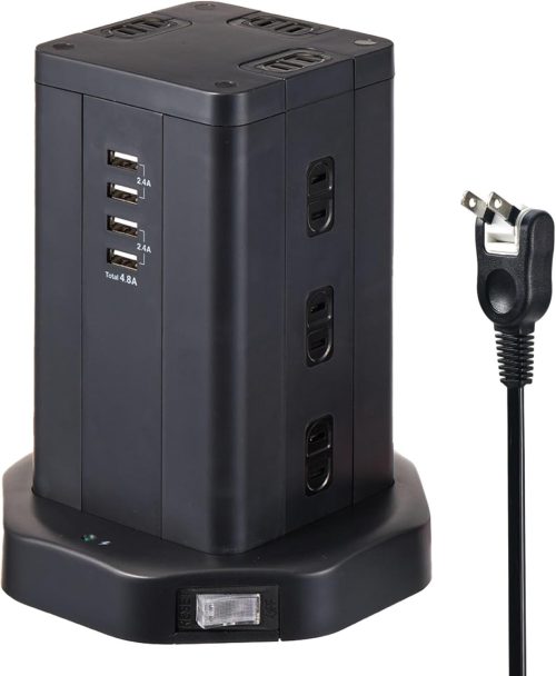 エルパ(ELPA) タワー型集中スイッチ付タップ WBS-TW1204USB