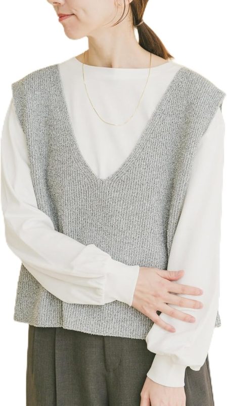 アイテムズ アーバンリサーチ(ITEMS URBANRESEARCH) ニットベスト×ボリュームスリーブカットソー