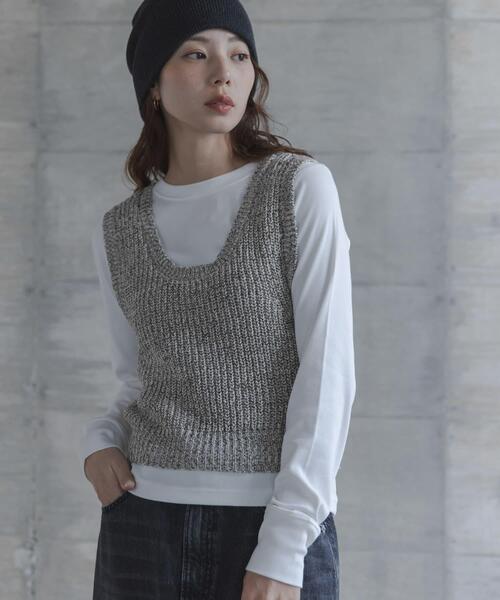 アーバンリサーチサニーレーベル(URBAN RESEARCH Sonny Label) メランジテープヤーンUネックニットベスト