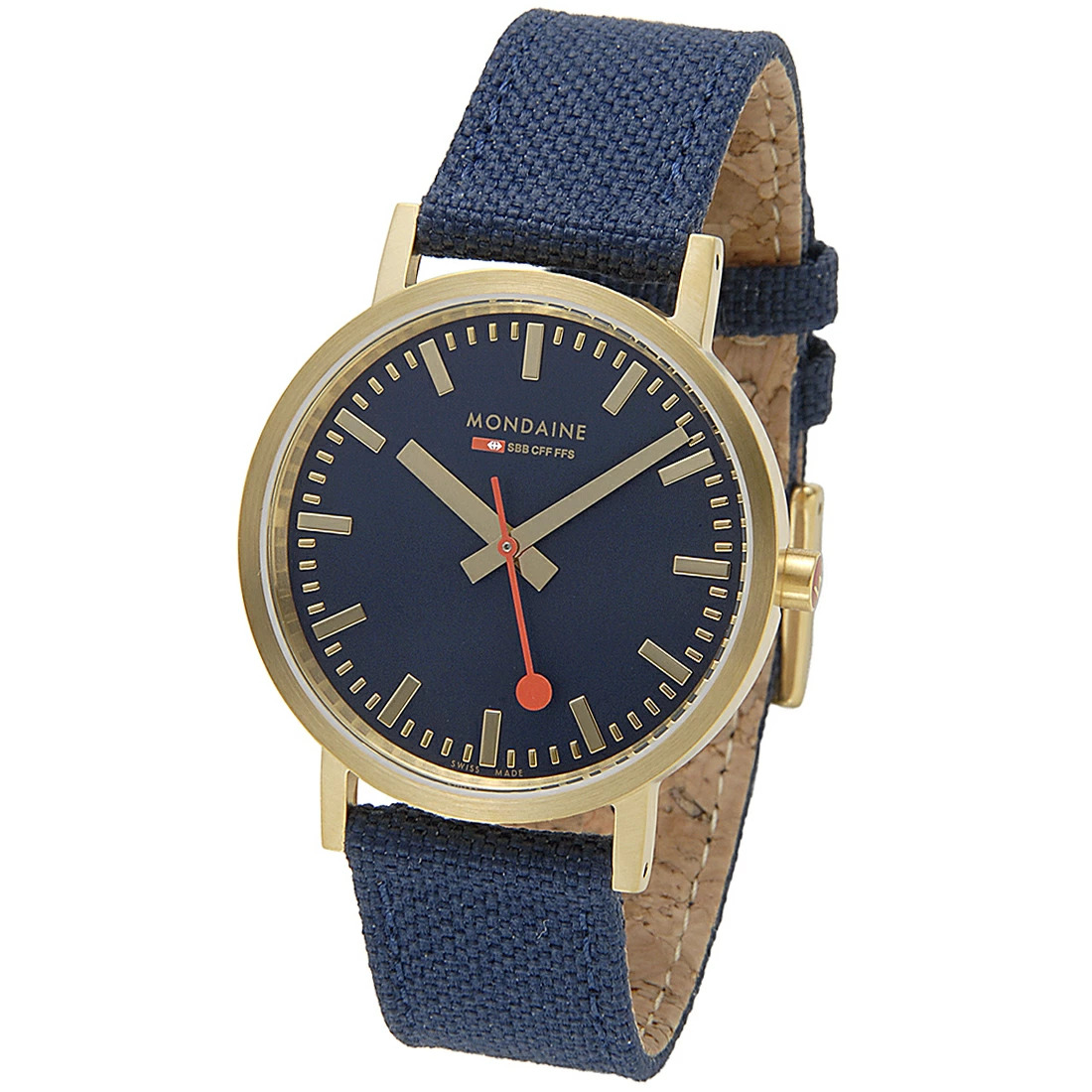 モンディーン(MONDAINE) クラシック 36mm ブルー×ゴールド