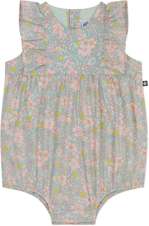 プチバトー(PETIT BATEAU) フラワープリントショートロンパース