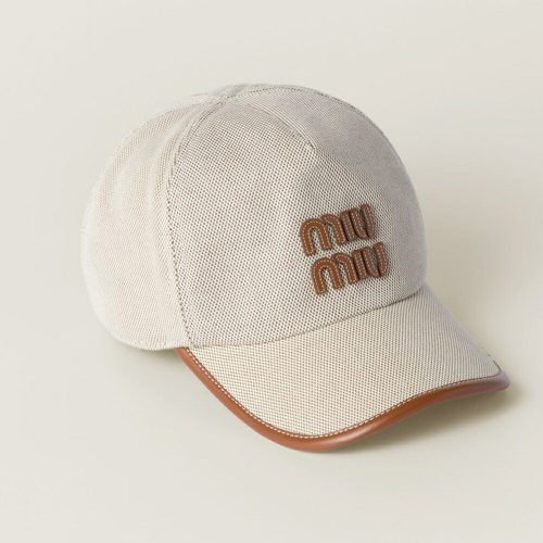 ミュウミュウ(Miu Miu) キャンバスxレザー ベースボールキャップ