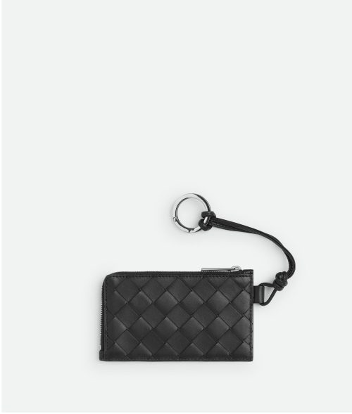 ボッテガ・ヴェネタ(BOTTEGA VENETA) イントレチャート ストラップ付き Lファスナー カードホルダー