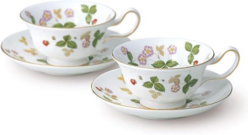 ウェッジウッド(WEDGWOOD) ワイルド ストロベリー ティーカップ&ソーサー ピオニー ペア 1053310