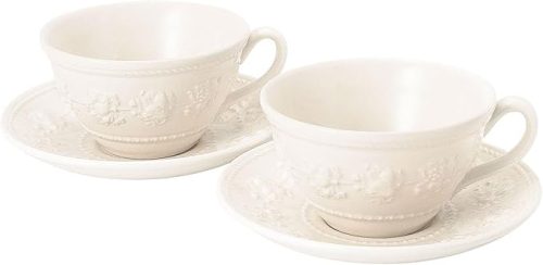 ウェッジウッド(WEDGWOOD) フェスティビティ アイボリー ティーカップ&ソーサー ペア 1054007