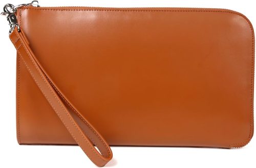 ムラ(MURA) コードバン調 カーボン レザー L字ファスナー コンパクト クラッチバッグ