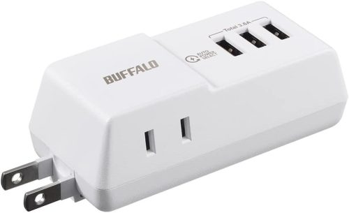 バッファロー(BUFFALO) コンセント2口付き 3.6A USB充電器 BMPA36TP3WH/N