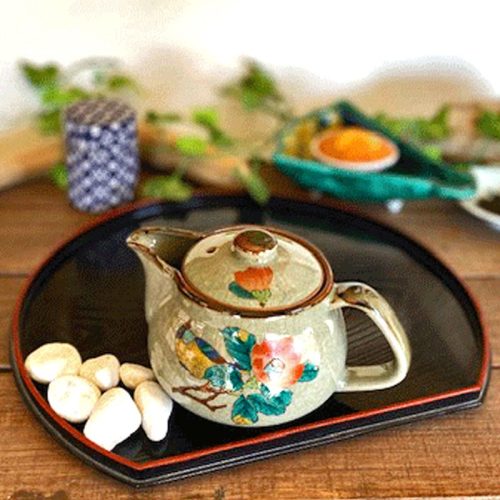 九谷焼酒井百華園 九谷焼 急須 大 椿に鳥 裏絵 350ml