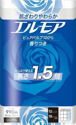 エルモア 1.5倍巻 12ロールシングル 82.5m 花の香り