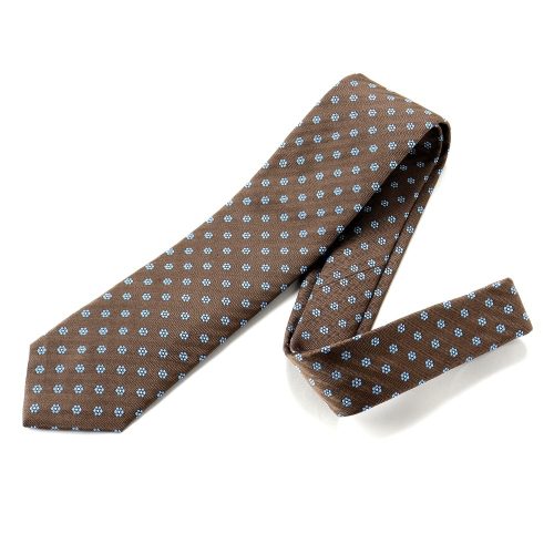 ルイジ・ボレッリ(LUIGI BORRELLI) シルクジャカードヘリンボーン 小花柄ネクタイ