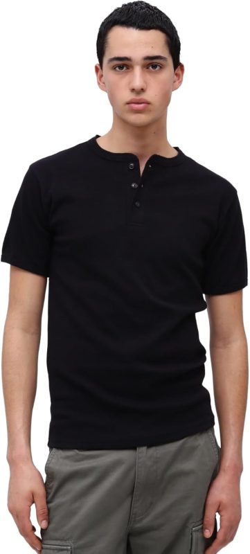 RIB S/S HENLEY NECK T-SHIRT