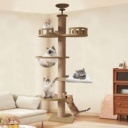 CozyMeow キャットタワー 突っ張り 木製