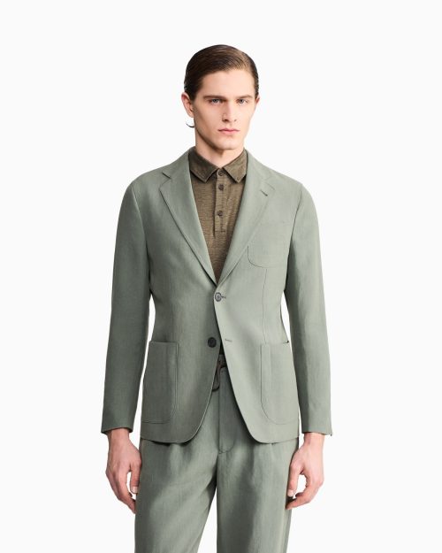 ジョルジオアルマーニ(GIORGIO ARMANI) アプトンライン シングルブレストジャケット リネンキャンバス