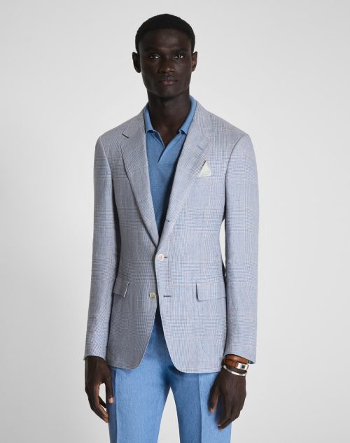 ダンヒル(Dunhill) リネン グレンチェック ボードン シングルブレスト スポーツコート