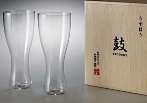 松徳硝子 うすはり 鼓 ビールグラス ピルスナー 木箱2P 2941020