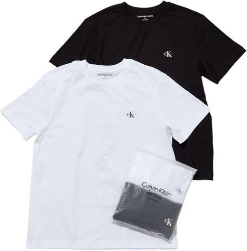 カルバンクライン(Calvin Klein) ユニセックス CK ロゴ リラックスフィット Tシャツ 2枚セット