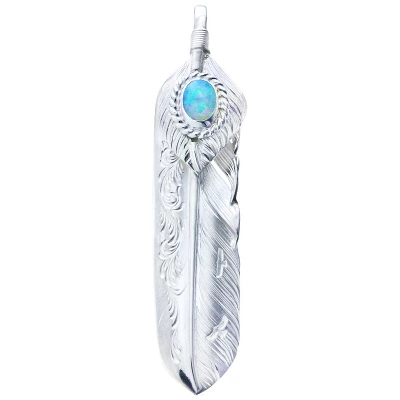 鷲見太郎(Taro Washimi) フェザーペンダント L arabesque flight feather 01 L flight heart feather 01 opal 6×8 cup