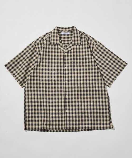 フリークスストア(FREAK'S STORE) ドビー織り チェック リラックス オープンカラー 半袖シャツ