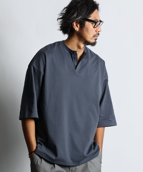 ザ・ダファー・オブ・セントジョージ(The DUFFER of ST.GEORGE) 2層構造 吸水速乾クールマックス オーバーサイズ リラックス ヘンリーTシャツ