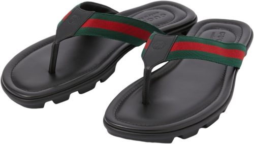 グッチ(GUCCI) ウェブ＆レザー トング サンダル