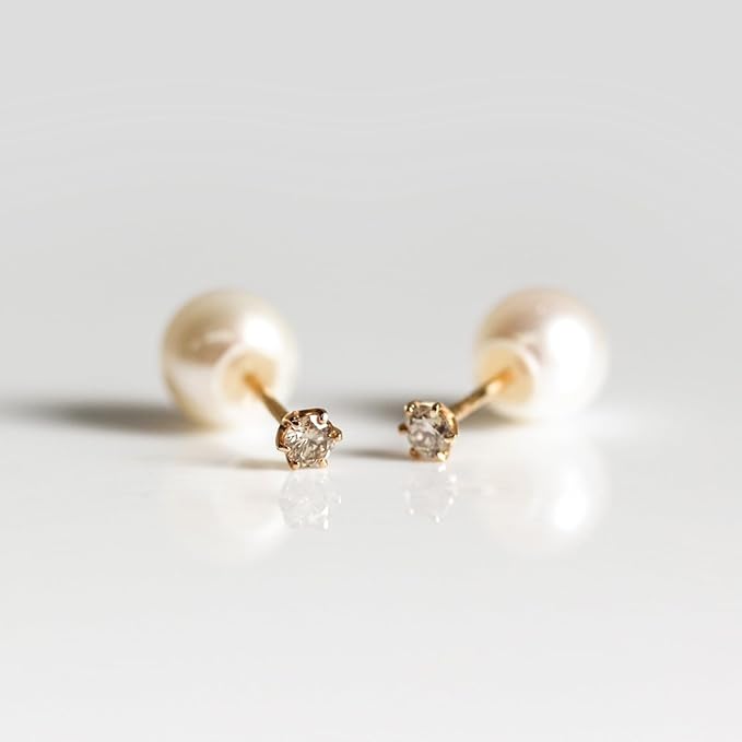キュイキュイ(cui-cui) シャンパンダイヤモンド 0.1ct ピアス K18 パールキャッチ