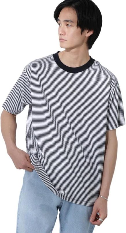 ナノユニバース(nano・universe) Anti Soaked 汗染み防止 ボーダーミドルシルエットTシャツ