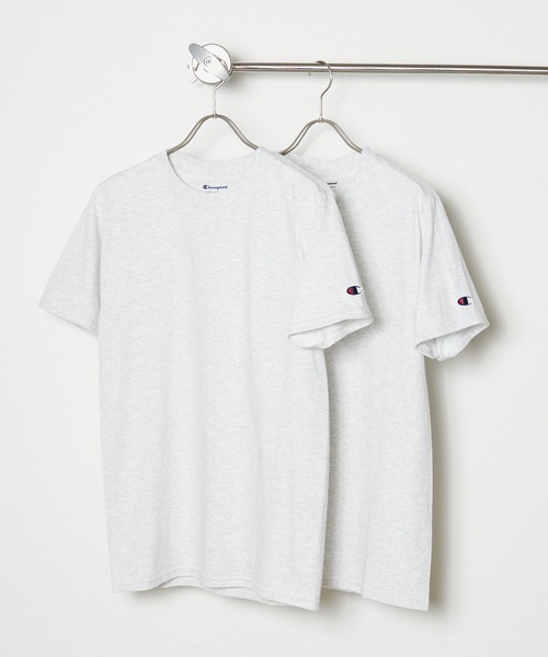 チャンピオン(Champion) コットン ワッペン Tシャツ 無地T トップス 2枚組