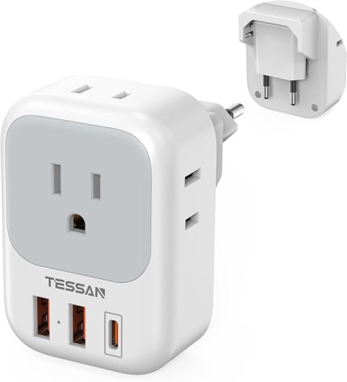 TESSAN 折りたたみ式プラグ C型 海外コンセント 変換プラグ