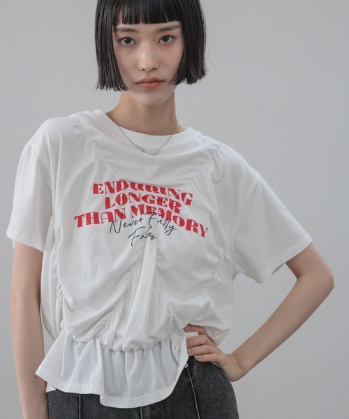 ローリーズファーム(LOWRYS FARM) シャーリングプリントTEE