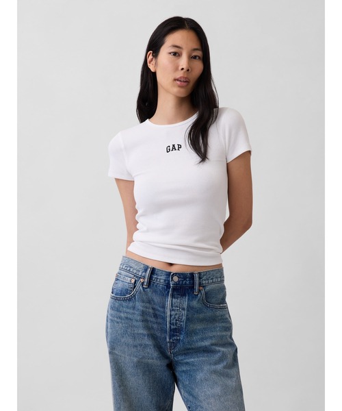 ギャップ(GAP) モダン リブ GAPロゴTシャツ 半袖