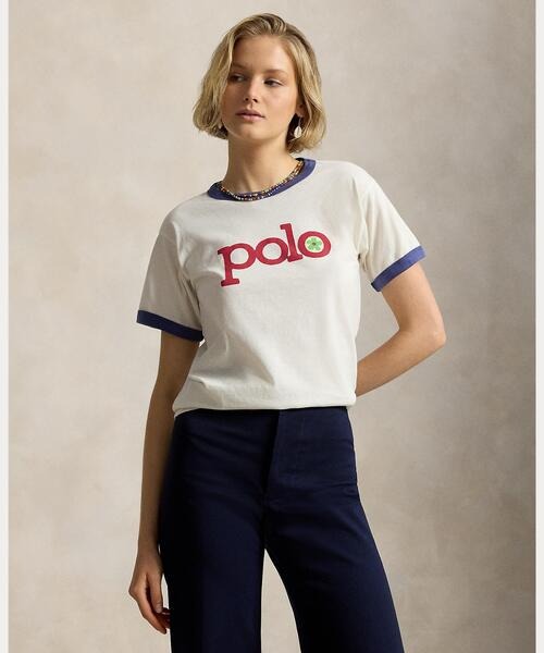 ポロラルフローレン(Polo Ralph Lauren) ロゴ コットン ジャージー リンガー Tシャツ