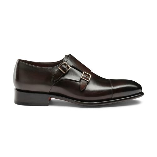サントーニ(santoni) メンズ アンティーク加工レザー ダブルバックルシューズ