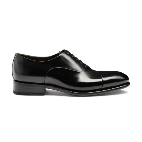 サントーニ(santoni) メンズ ブラックアンティーク仕上げレザー オックスフォードシューズ