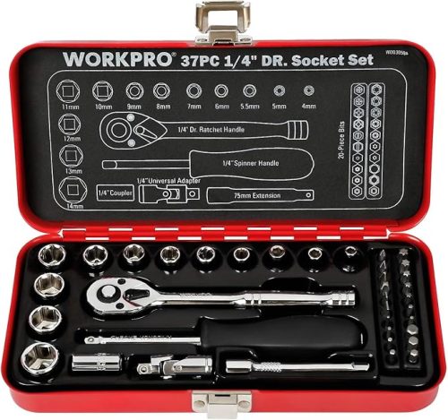 WORKPRO ソケットレンチセット ガレージツールセット 37点組