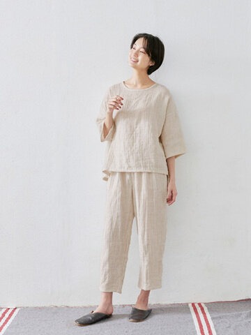 東京ベーシック(TOKYO BASIC) リネン＆コットン接結 セットアップルームウェア