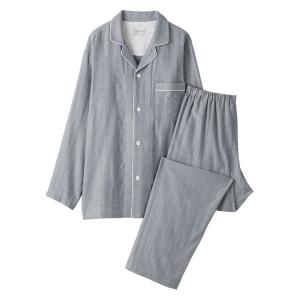 無印良品 紳士 脇に縫い目のない 二重ガーゼ長袖パジャマ