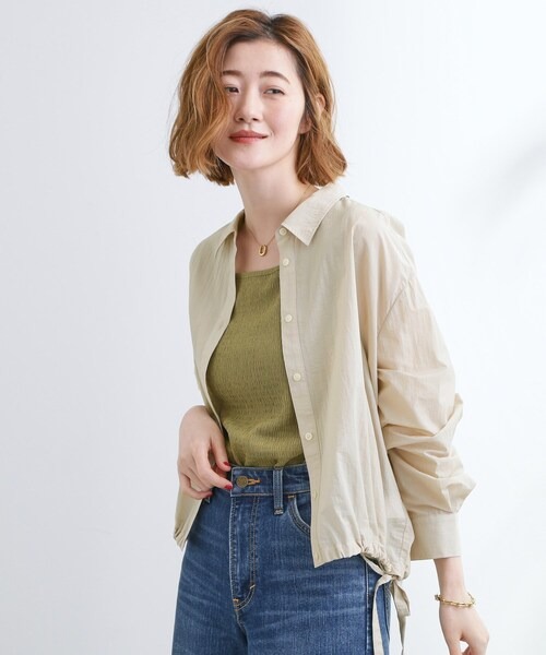 グローブ(Grove) UVカット 洗えるクロップドシアーシャツ