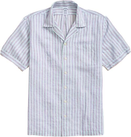 ブルックスブラザーズ(Brooks Brothers) アイリッシュリネン ストライプ キャンプシャツ Regular Fit