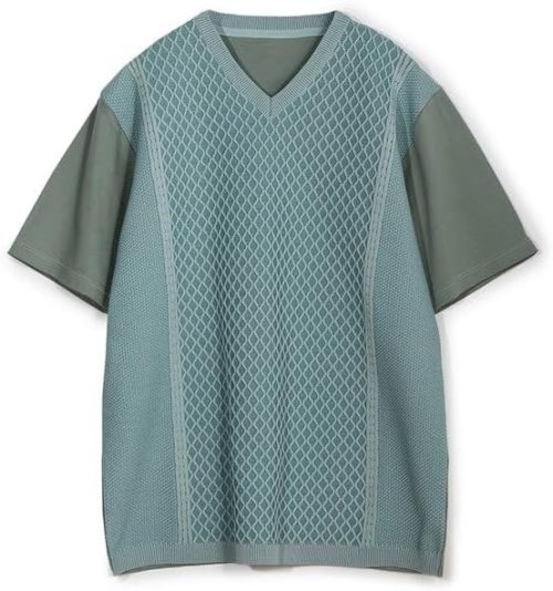 メンズビギ(MEN'S BIGI) サマーニットコンビVネック半袖Tシャツ