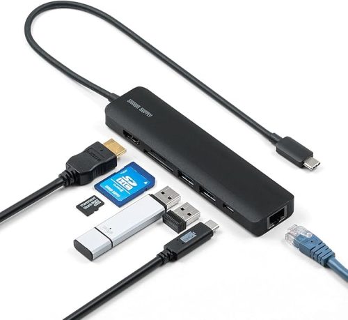 サンワサプライ(SANWA SUPPLY) USB Type-Cモバイルドッキングステーション ロングケーブル 400-HUB090