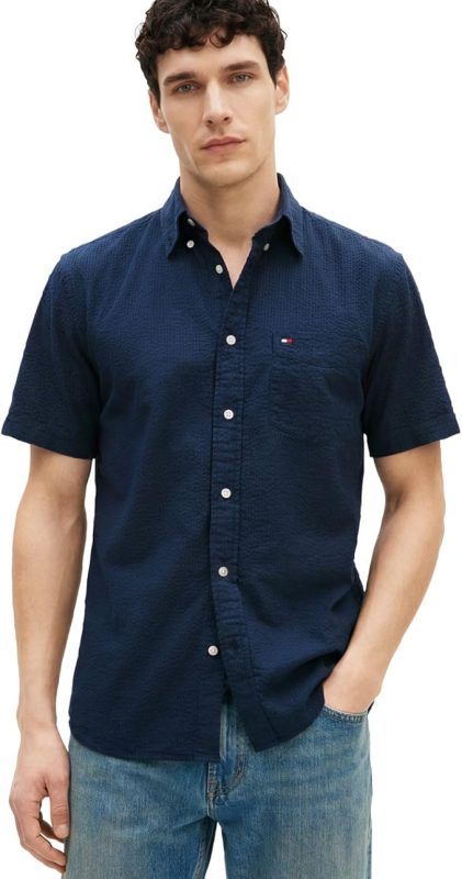 トミーヒルフィガー(TOMMY HILFIGER) シアサッカーソリッドショートスリーブシャツ
