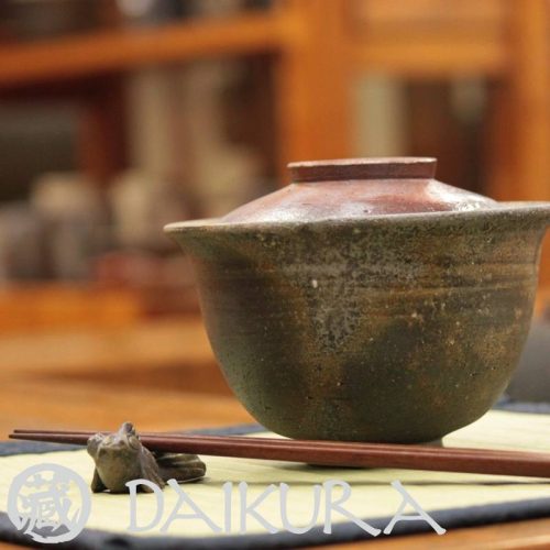 小川弘藏 備前焼のどんぶり茶碗 蓋付き