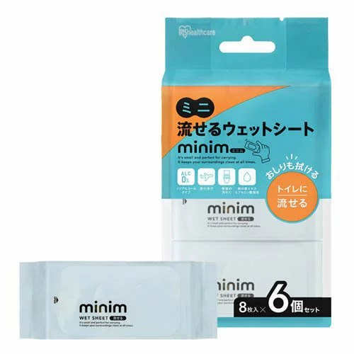 アイリスオーヤマ(IRIS OHYAMA) ミニ流せるウェットシート minim 8枚入×6個 POF-6PN